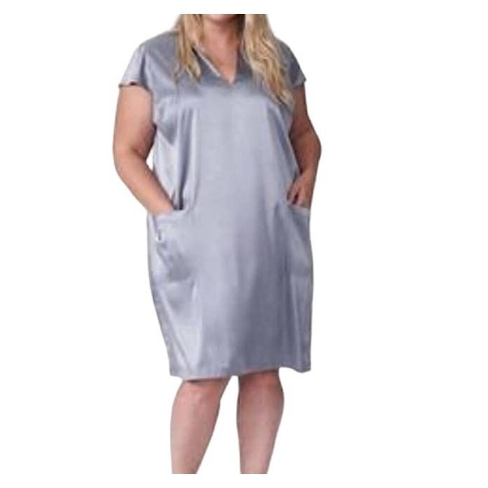 Universal Standard Glossy Lavender Gray Alexandrina Satin Pocket Dress Size XL